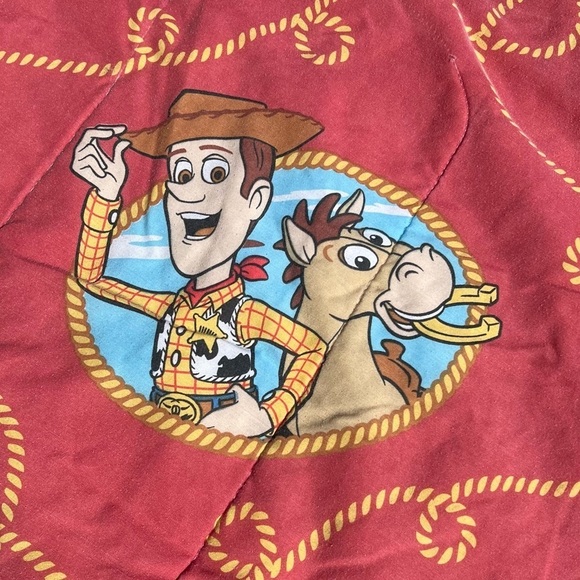 VTG Disney Toy Story Reversible Comforter Buzz Lightyear Woody’s Roundup 90s GUC - Picture 8 of 15